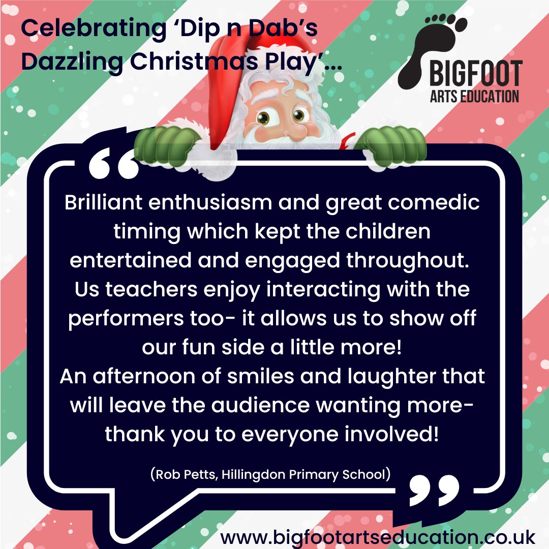 bigfootarts's tweet image. Incredible feedback for our Christmas shows this year is now rolling in, and we couldn&apos;t be more delighted! What wonderful Bigfooters we have...oh yes we do! ;) #schoolpanto #christmasshow #pantotime #schoolshow #bigfootersdoitbest