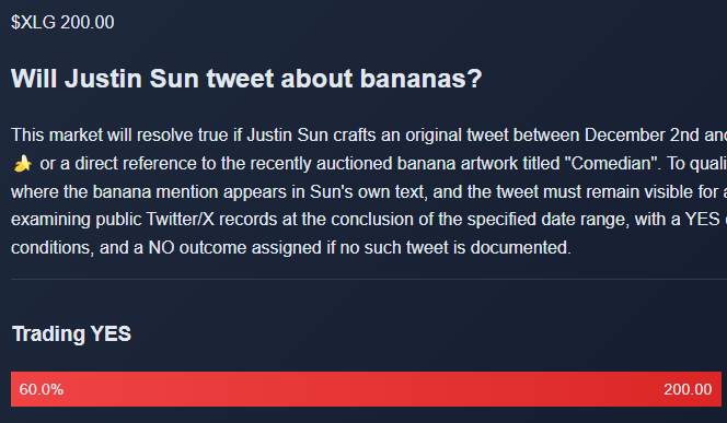 XLGbet's tweet photo. @justinsuntron We're selling dollars for 60 cents on https://t.co/U6yGxvng4Q.

He tweeted the banana 🍌 https://t.co/YzclJdwCMR