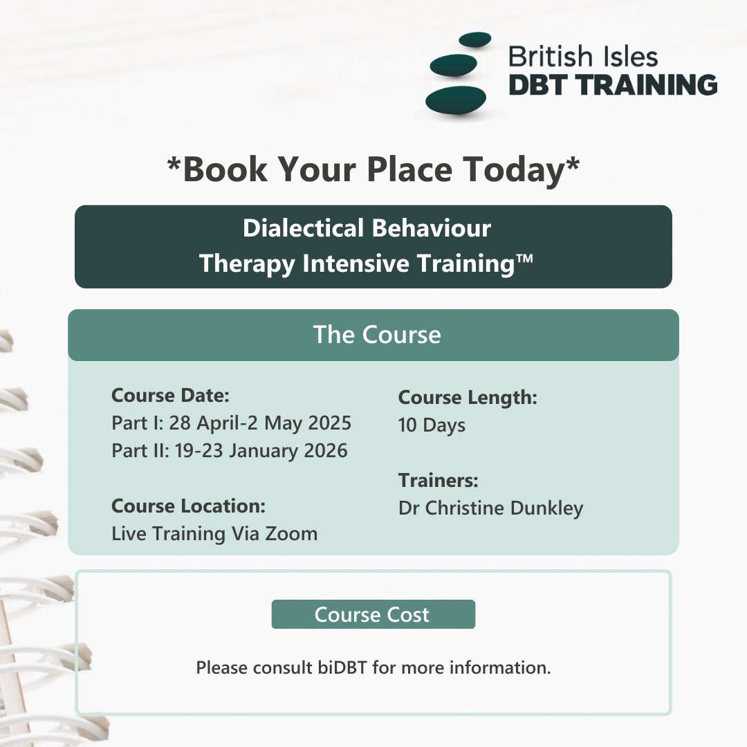 Register before 20 December to receive exclusive discounts on our DBT Intensive Training in April!

dbt-training.co.uk/course/dialect…