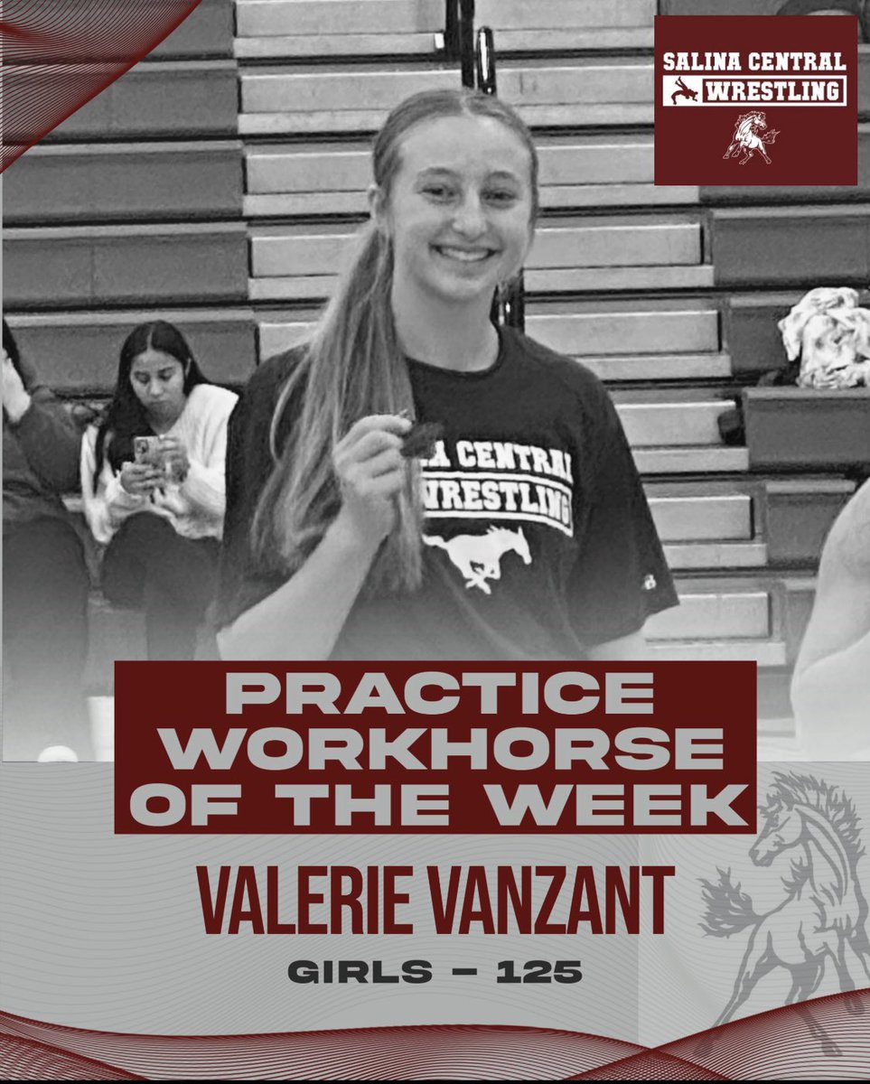 Each week of competition, our Salina Central wrestling program has two recognitions. Here they are for this week! 

Boys: 
Wrestler of the Week: Cooper Reves
Practice Workhorse: Alonzo Guillen

Girls: 
Wrestler of the Week: Phoebe Bohrer
Practice Workhorse: Valerie VanZant