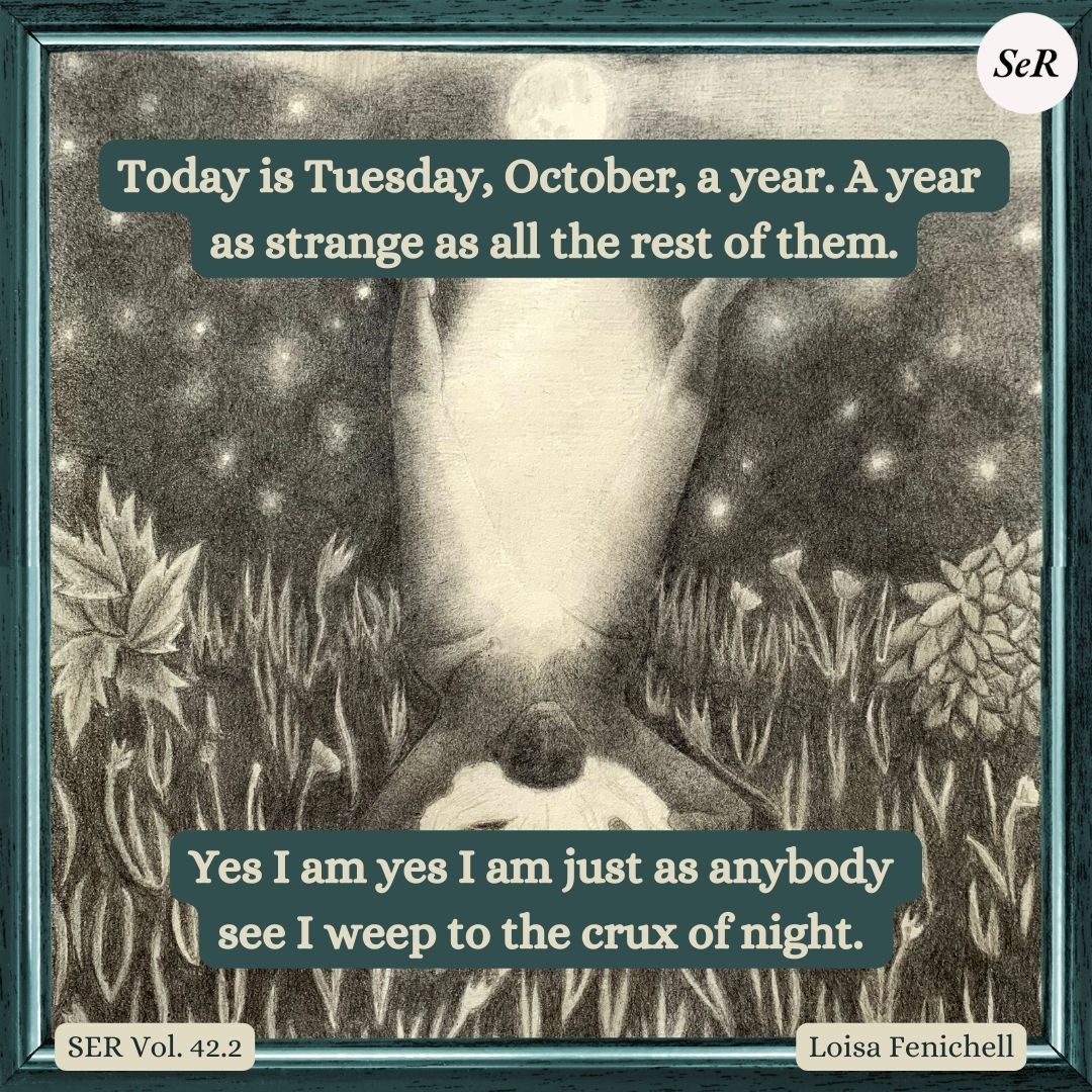 You don’t want to miss out on Loisa Fenichell’s poem, “Country Music,” in our new 42.2 issue! Accompanying Loisa’s beautiful words is a drawing by one of our contributing artists, Larysa Myers!

#poem #poetry #art #graphiteart #southeastreview 

Link : southeastreview.org/single-post/42…