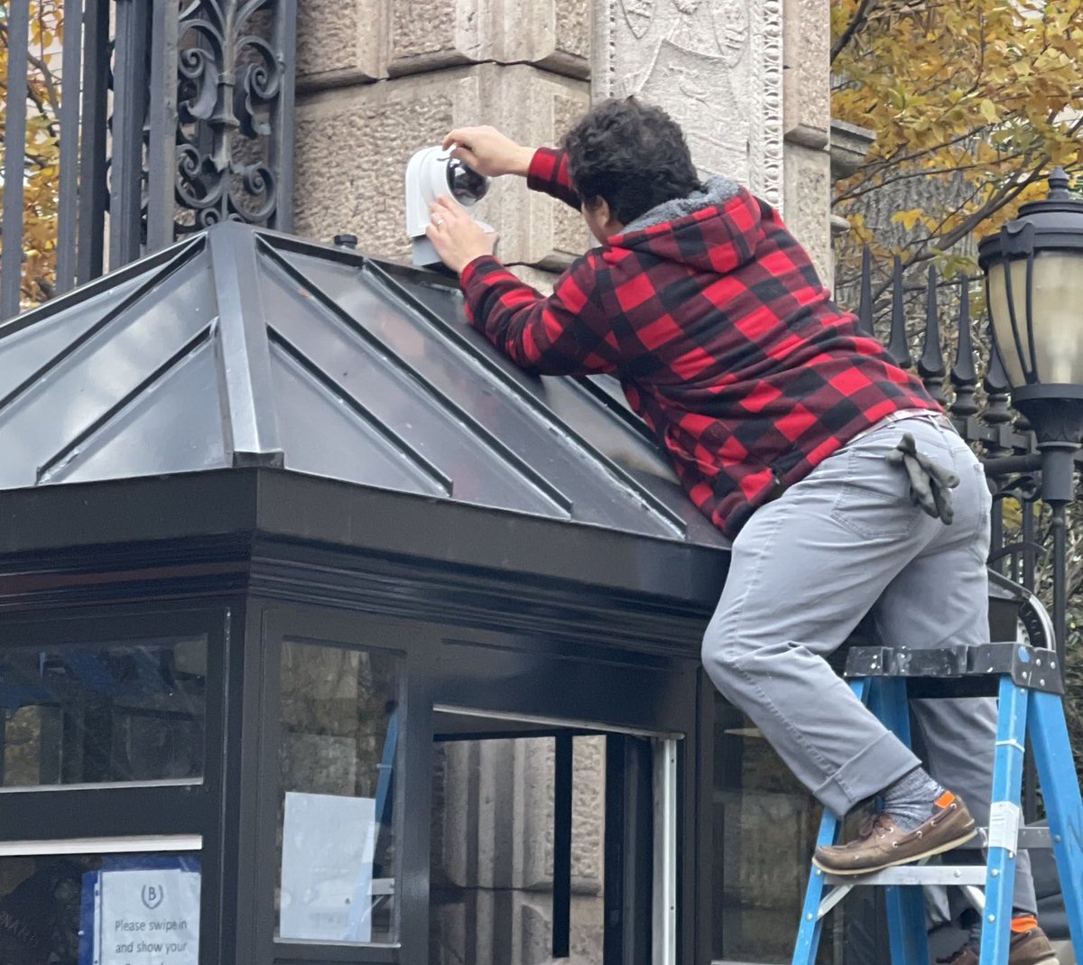 Barnard College is installing new surveillance cameras as we speak in response to the protest happening today. Our tuition is going to the genocide of Palestinians abroad and the expansion of our surveillance state at home.