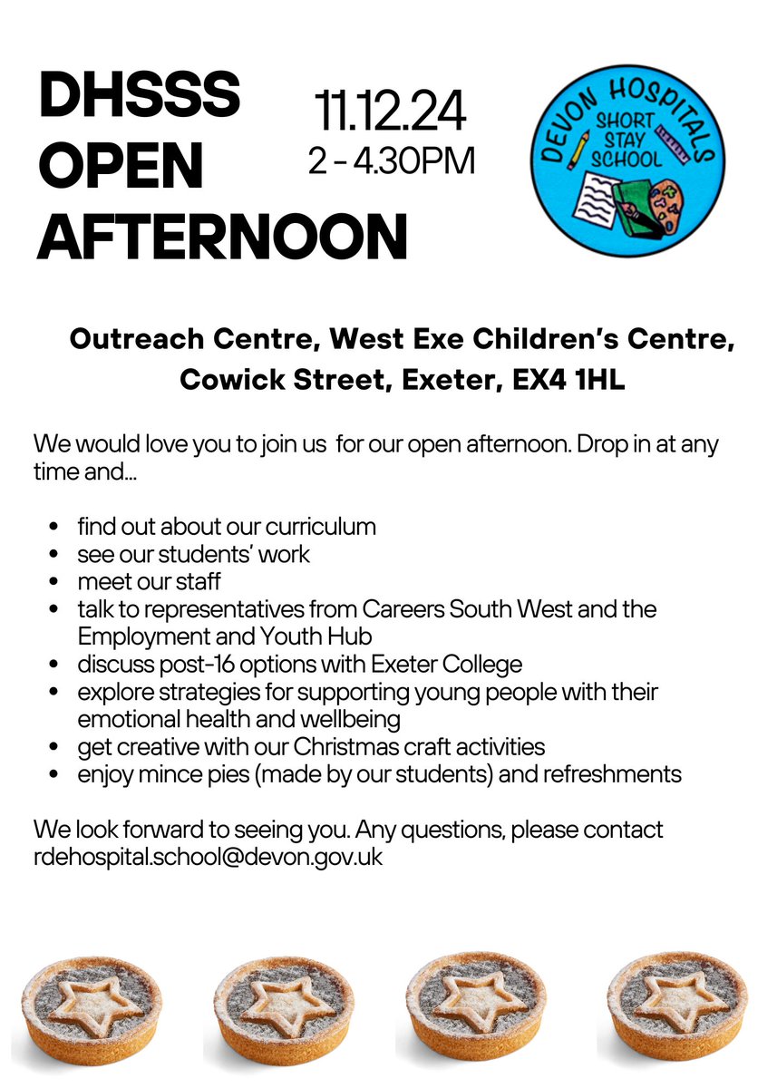We are looking forward to welcoming visitors to our open afternoon this Weds from 2pm - do drop-in and find out about our work and our amazing students!