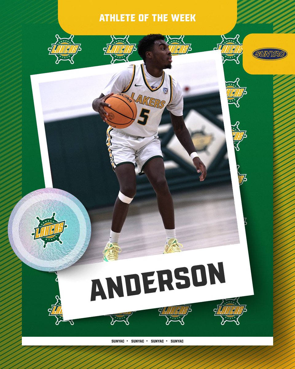 Congratulations to Ahkee Anderson on being named the SUNYAC Athlete of the week for men's basketball!

Read more about his week at oswegolakers.com

#GoLakers