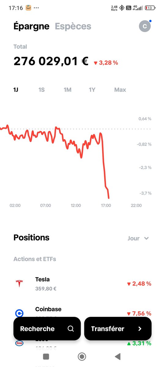 RobinoCedric's tweet image. Finalement c&apos;était mieux quand le marché US était fermé!😧🥶
#corection des altcoins et Tesla et coinbase qui décroche!😅