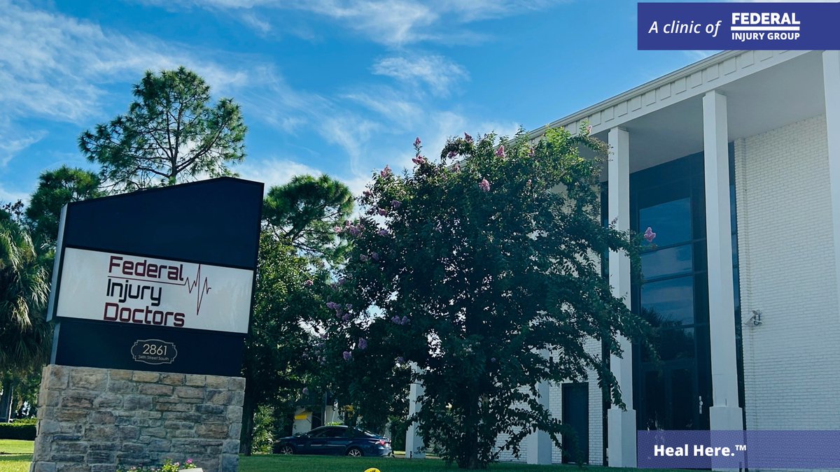 federalinjury's tweet image. Federal Injury Doctors, a clinic of @FederalInjury, is located at 2861 34th Street S, St. Petersburg, FL 33711. 
We help Federal employees who are injured on the job. 

☎️Call (727) 256-0020. 

For all of our clinic locations, visit: federalinjurygroup.com/clinics

#HealHere.™ #OWCP