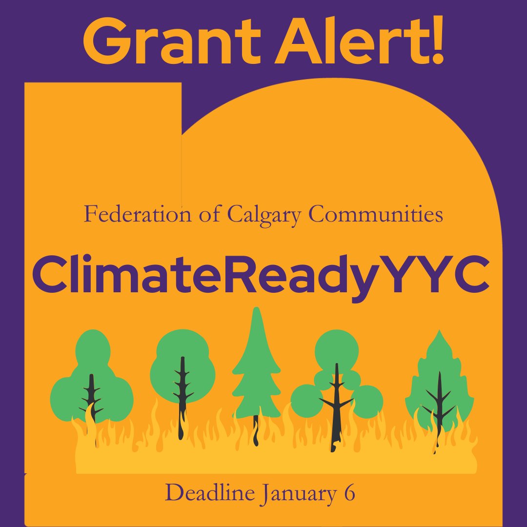 📣 Grant Alert!

The <a href="/fedyyc/">Federation of Calgary Communities</a>'s new ClimateReadyYYC grant stream helps communities adapt to climate change. Some examples of projects are community gardens, climate action workshops, and more. Grants of up to $25,000 are available.
calgarycommunities.com/climatereadyyy…