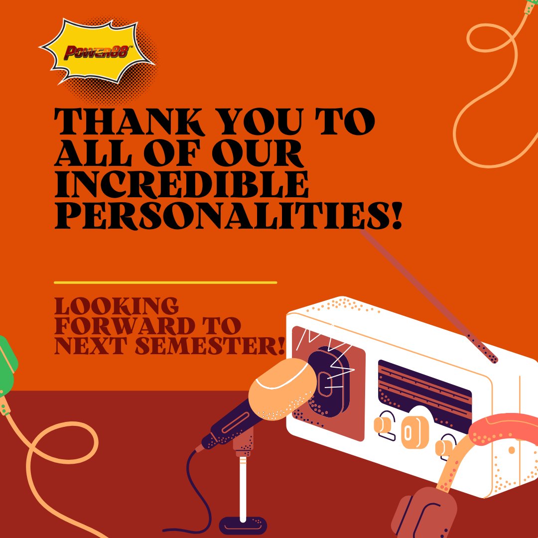 WGAOPower88's tweet photo. Let’s give a round of applause to all of our INCREDIBLE personalities this fall 👏 Comment who your favorite personality was this year 👇 We hope to see them again next semester! ⚡️ 

#onair #personality #thankyou #collegestation #radiostation #classicrock #mass #power88 #fyp https://t.co/vDVkcscmZb