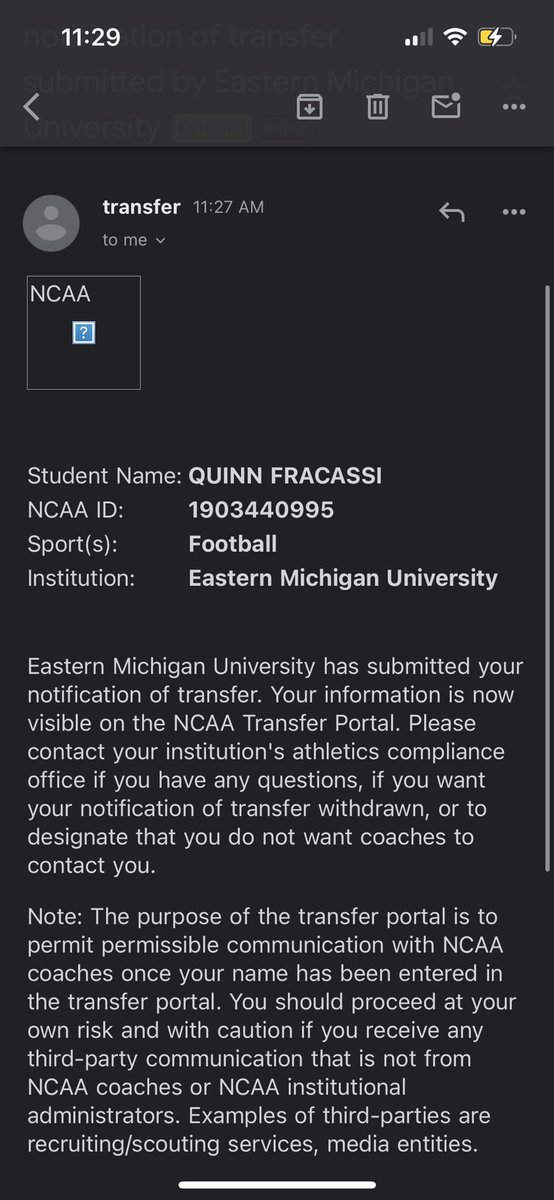 QFracassi's tweet image. Officially in the transfer portal