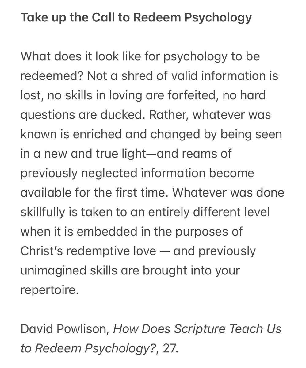 jasonkovacs's tweet photo. This is a helpful description of what it means for biblical counselors to redeem psychology. We are not merely informed by psychology but we seek to redeem it. This is core to what I mean when I use the term “clinically-informed.” https://t.co/Fdu2oBFSeu
