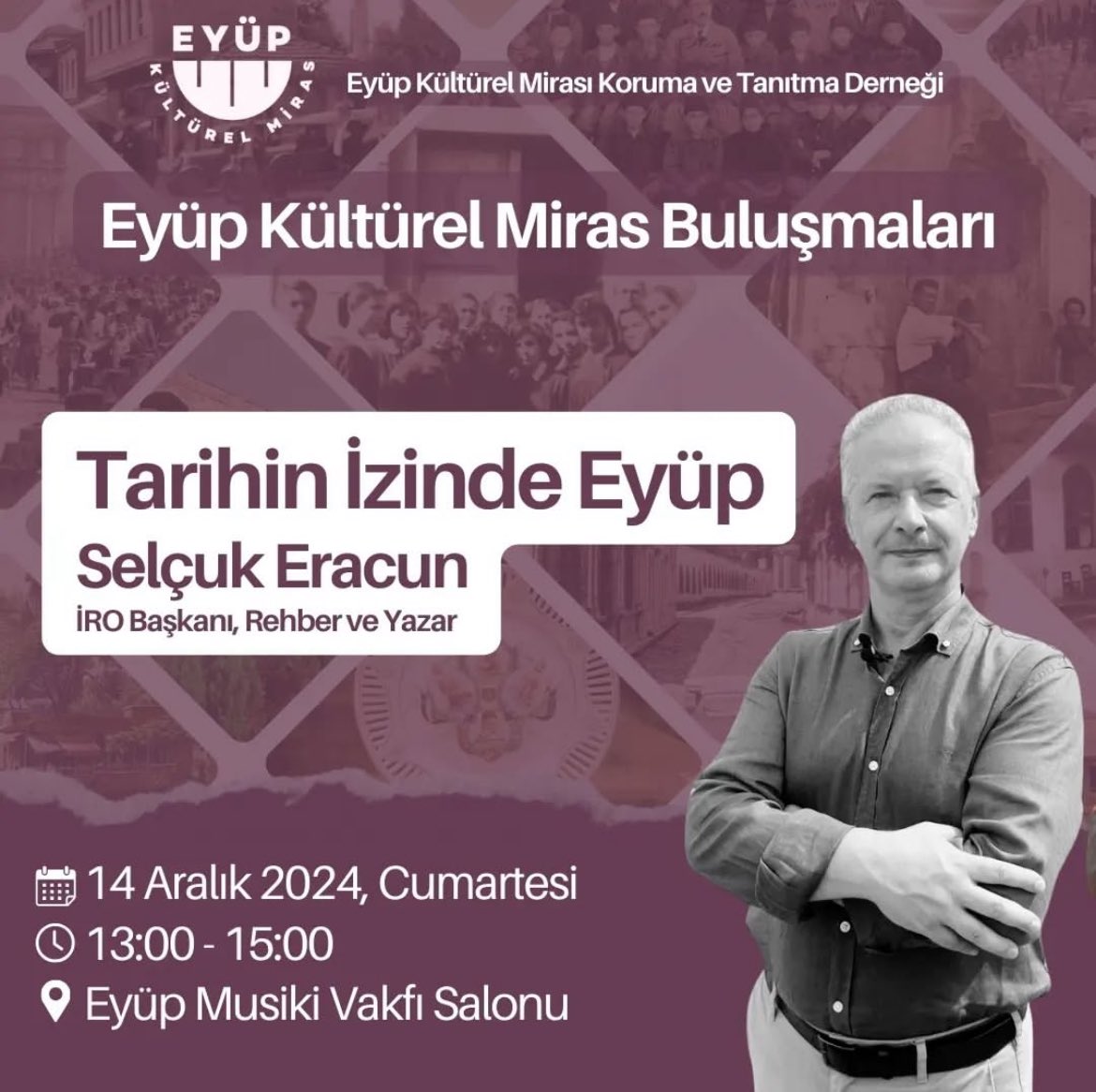 eyup_km's tweet photo. Eyüp Kültürel Miras Buluşmaları

Selçuk Eracun’un rehberliğinde Eyüp’ün kültürel ve tarihi zenginliklerini keşfedeceğimiz seminerimize hepinizi bekliyoruz!

Tüm halkımız davetlidir! https://t.co/1PFqY62rQv