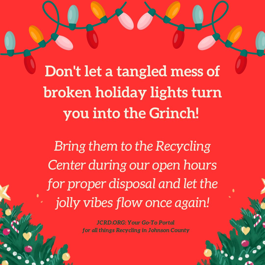 RecycleJoCo's tweet photo. Give those lights a proper burial by bringing them to us for recycling anytime the recycling center is open! #jcrdrecyclesright #lights https://t.co/cbI2g982LY