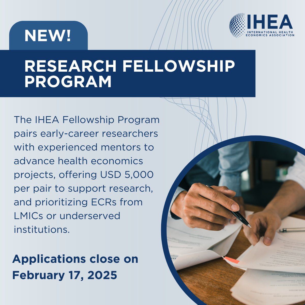 We are thrilled to announce the launch the the new Research Fellowship Program!

Pairing early-career researchers with mentors to advance health economics research. USD 5,000 per pair, with priority for LMICs.

Learn more &amp; apply today: healtheconomics.org/resources/