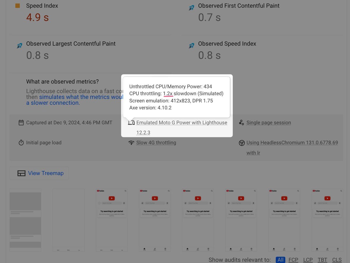 🚀 Big new for PageSpeed Insights:

The CPU throttling factor on mobile has changed from 4x to 1.2x!

That means processing-heavy websites will see better scores. But your website didn't get any faster 😉