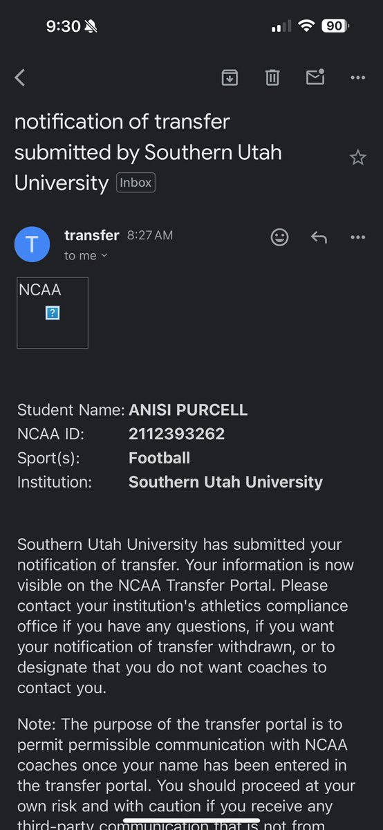 anisipurcell's tweet photo. I am officially in the transfer portal. 2 Years Eligibility 
6’3 270
5 Sacks
52 TOT/ 11 TFL
12 QBH
2 Year Starter (19 games) out of 21 games played. https://t.co/nFmfNHdHFx