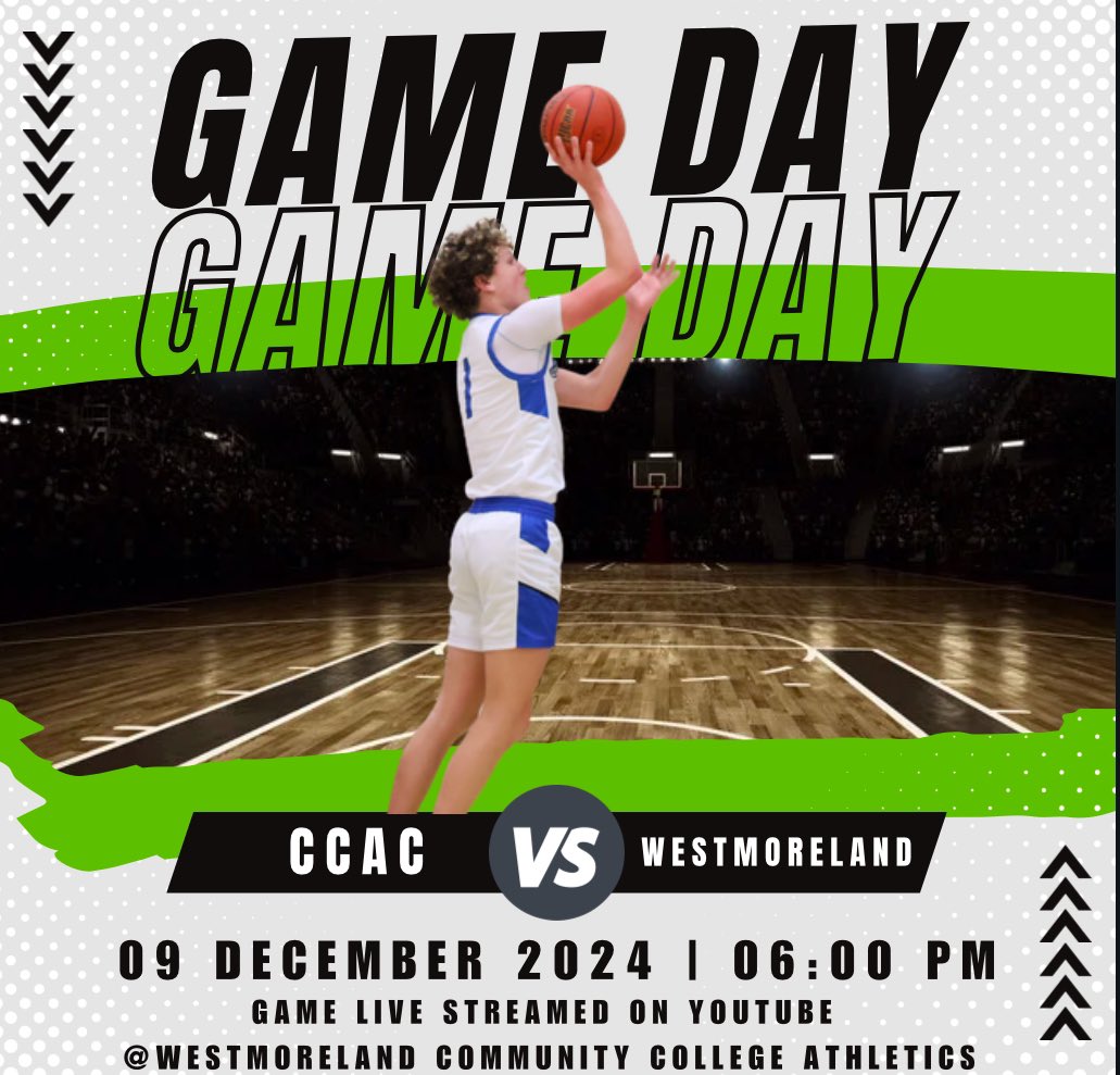 It’s gameday as @westmorelandbball plays host to @ccac_athletics tonight at 6pm in the Den!! <a href="/CCAC/">CCAC Community College of Allegheny County</a> <a href="/WestmorelandSN/">Westmoreland Sports Network</a> <a href="/StudentLifeWCCC/">Student Life at Westmoreland</a> <a href="/ConnectWCCC/">Westmoreland County Community College</a> <a href="/NJCAARegion20/">Region 20</a> <a href="/BillBeckner/">Bill Beckner</a> <a href="/Schofield_Trib/">J. Paul Schofield</a>