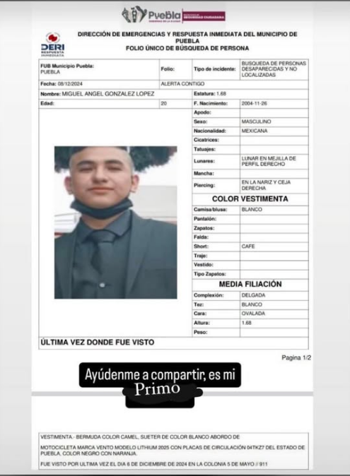 JCarlos_Valerio's tweet photo. #ServicioSocial || Solicitamos su ayuda para localizar a Miguel Ángel González López, de 20 años de edad. 

#Puebla https://t.co/dsBeJuraOb