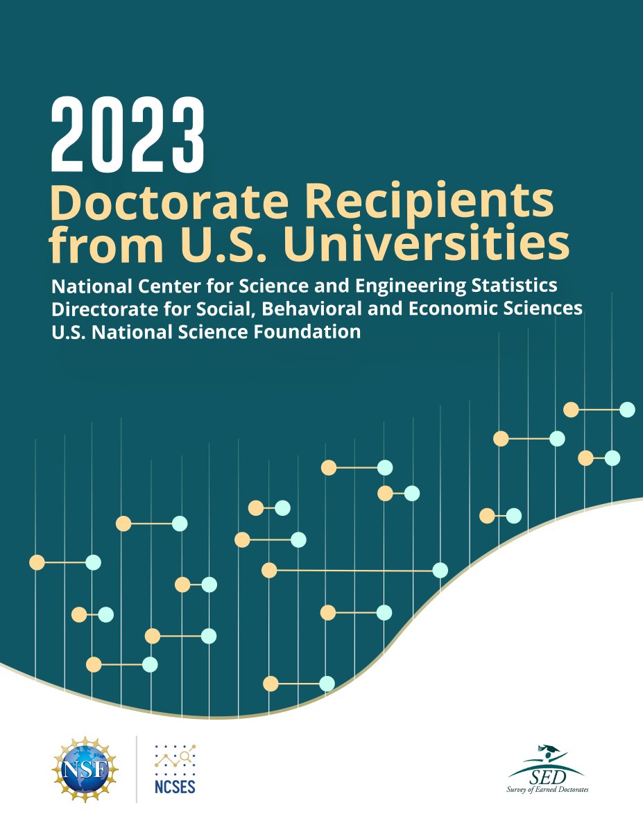 Out now! Doctorate Recipients from U.S. Universities: 2023, our latest analysis of data from the Survey of Earned Doctorates. Explore the report here: ncses.nsf.gov/pubs/nsf25300