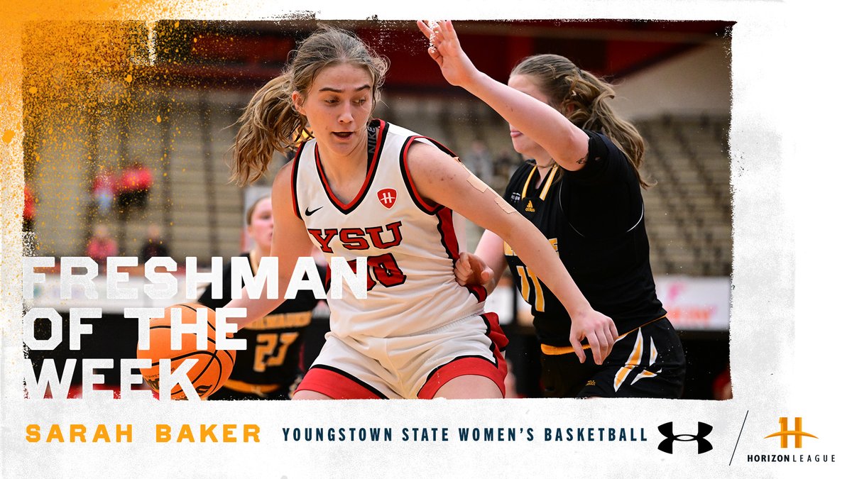 Our <a href="/UnderArmour/">Under Armour</a> #HLWBB Freshman of the Week is Sarah Baker (<a href="/bakersarah50/">Sarah Baker</a>) of <a href="/YSUWomensHoops/">Youngstown State WBB🐧</a>!

🏀: horizonleague.org/news/2024/12/9…

#OurHorizon🌇 | <a href="/YSUsports/">Youngstown State Penguins</a>