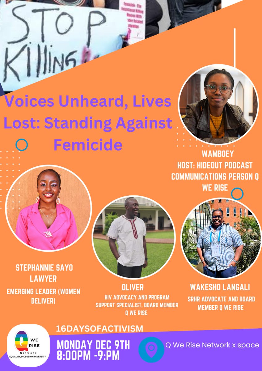 Happening in a few minutes. Join us for this interesting and engaging conversation. Click on the link below x.com/i/spaces/1kvJp… #16DaysOfActivism #EndFemicide