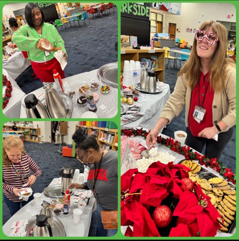 APSParkside's tweet photo. 💚 Our Teacher of the Year and Support Person of the Year brought the holiday cheer with a surprise Hot Chocolate Bar for staff. The perfect way to start the week! ❄️☕ @apsupdate #TOTY #SPOTY https://t.co/LCCYUSOuUC