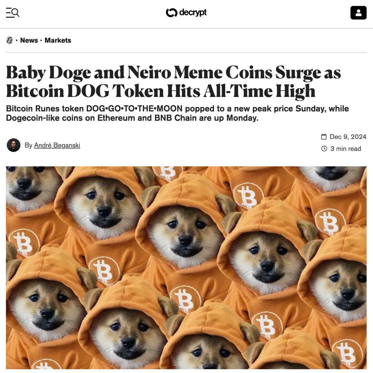 BREAKING: @decryptmedia just published an article featuring $DOG! Full  article → https://t.co/vSZzl9HruF