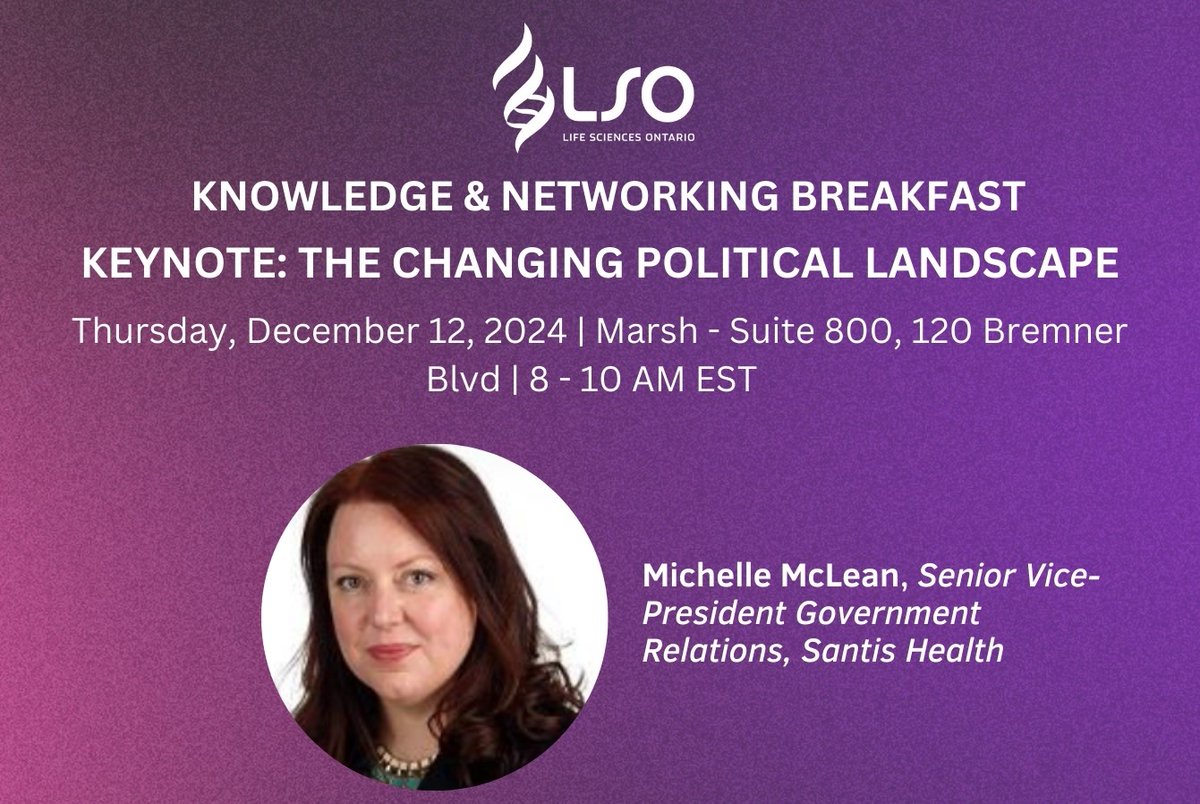 Only 2 days left until our Breakfast Event! Don't miss out on this insightful discussion about the changing political landscape and its potential impact on the life sciences sector.

Don't wait—secure your spot and register now!
lifesciencesontario.member365.ca/public/event/d…