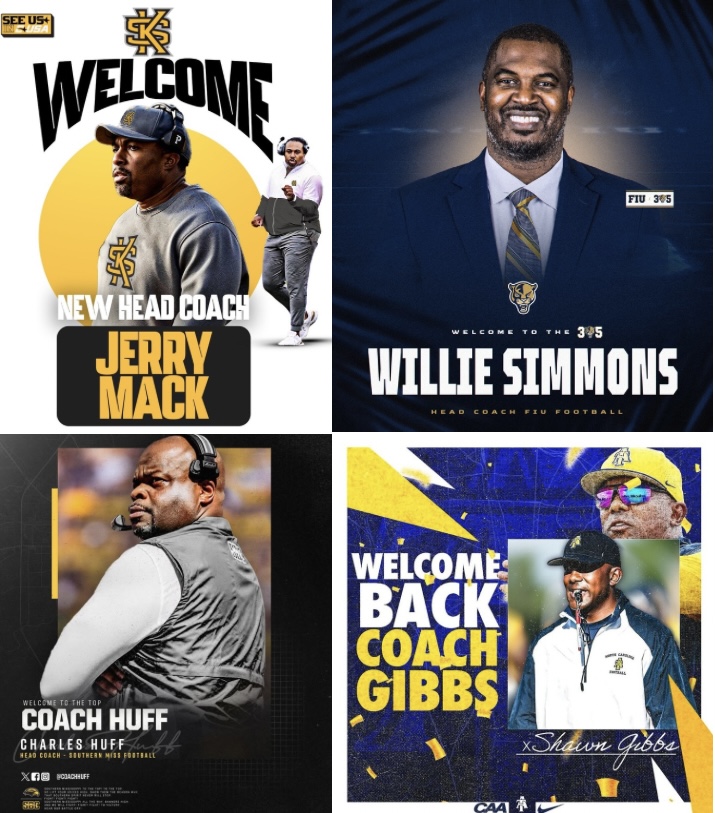 National Coalition of Minority Football Coaches (@ncmfc1) on Twitter photo Congrats #NCMFC Academy Alums <a href="/CoachMack_KSU/">CoachMack_KSU</a> <a href="/kennesawstfb/">Kennesaw State Football</a> and <a href="/HCWillieSimmons/">Coach Willie Simmons</a> <a href="/FIUFootball/">FIU Football</a>, and members <a href="/CoachHuff/">Charles C. Huff</a> <a href="/SouthernMissFB/">Southern Miss Football</a>, and <a href="/CoachShawnGibbs/">Shawn Gibbs</a> <a href="/NCATFootball/">Aggie Pride</a> on being named D1 HCs!
#JoinTheCoalition
#PreparePromoteProduce Congrats #NCMFC Academy Alums <a href="/CoachMack_KSU/">CoachMack_KSU</a> <a href="/kennesawstfb/">Kennesaw State Football</a> and <a href="/HCWillieSimmons/">Coach Willie Simmons</a> <a href="/FIUFootball/">FIU Football</a>, and members <a href="/CoachHuff/">Charles C. Huff</a> <a href="/SouthernMissFB/">Southern Miss Football</a>, and <a href="/CoachShawnGibbs/">Shawn Gibbs</a> <a href="/NCATFootball/">Aggie Pride</a> on being named D1 HCs!
#JoinTheCoalition
#PreparePromoteProduce