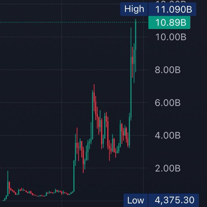 PepeonBSCToken's tweet photo. $PEPE breaks $11B Market Cap reaching a new ATH! 🐸

The time for the one and only PEPE on BSC to rise further than before is imminent!   

Watch this space in the coming weeks, you will see that Pepe on BSC is a true #10000xgem https://t.co/0Oo8wmilZD