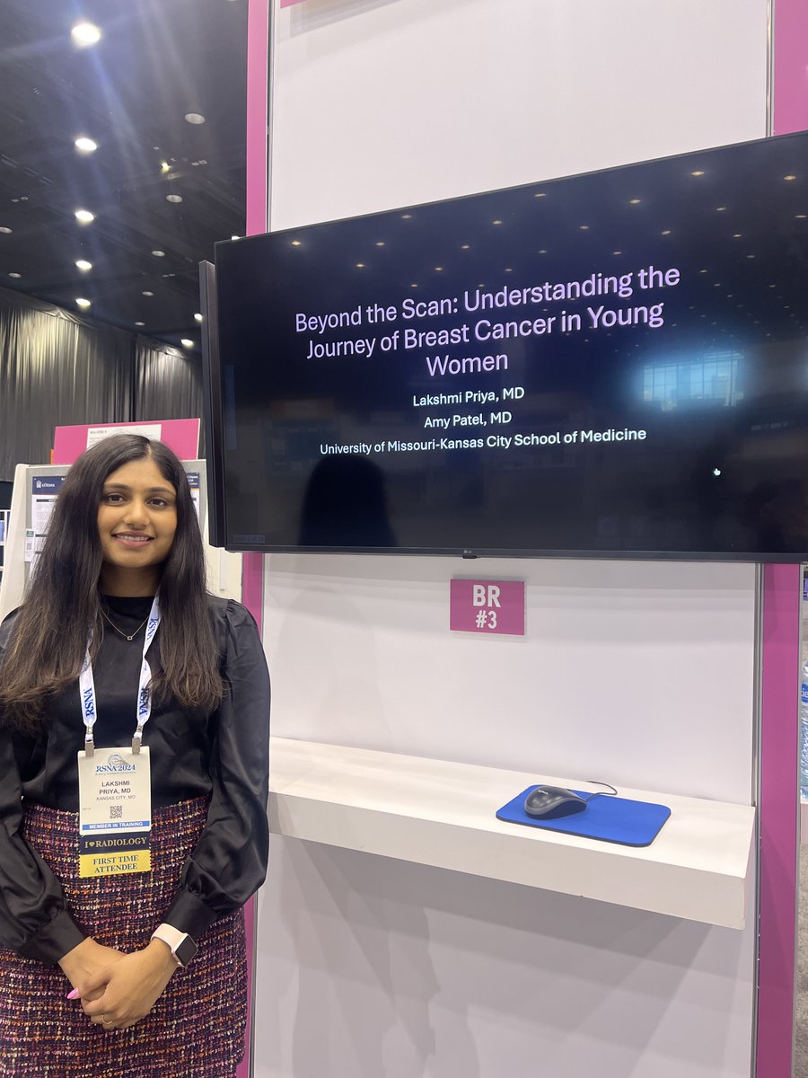 UMKCRads's tweet image. We're happy to showcase our wonderful residents! @RSNA #RSNA2024 - @LakshmiPriya140 worked with @amykpatel discussing breast cancer in young women, @AlirezaZandifar's acceptance to the introduction to academic radiology workshop, & @alanverlgodfrey's work on cardiac pacers