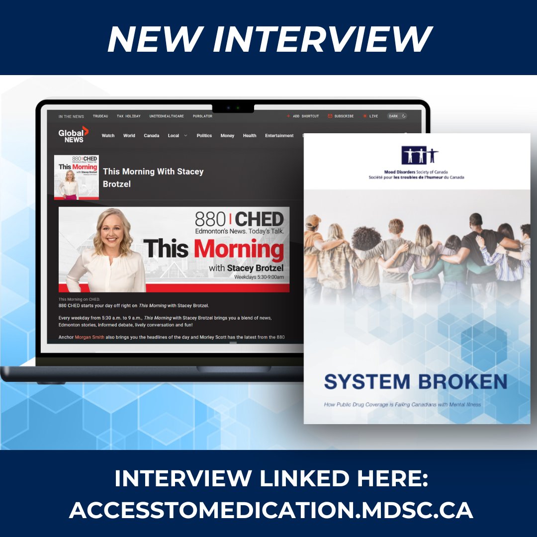 MoodDisordersCa's tweet image. Dr. Khullar explains why equitable access to medications for mental illnesses is essential on This Morning on Edmonton radio station CHED.

Interview linked here: AccessToMedication.mdsc.ca

#SystemBroken #MentalHealth @DanWilliamsAB @AdrianaLaGrange
