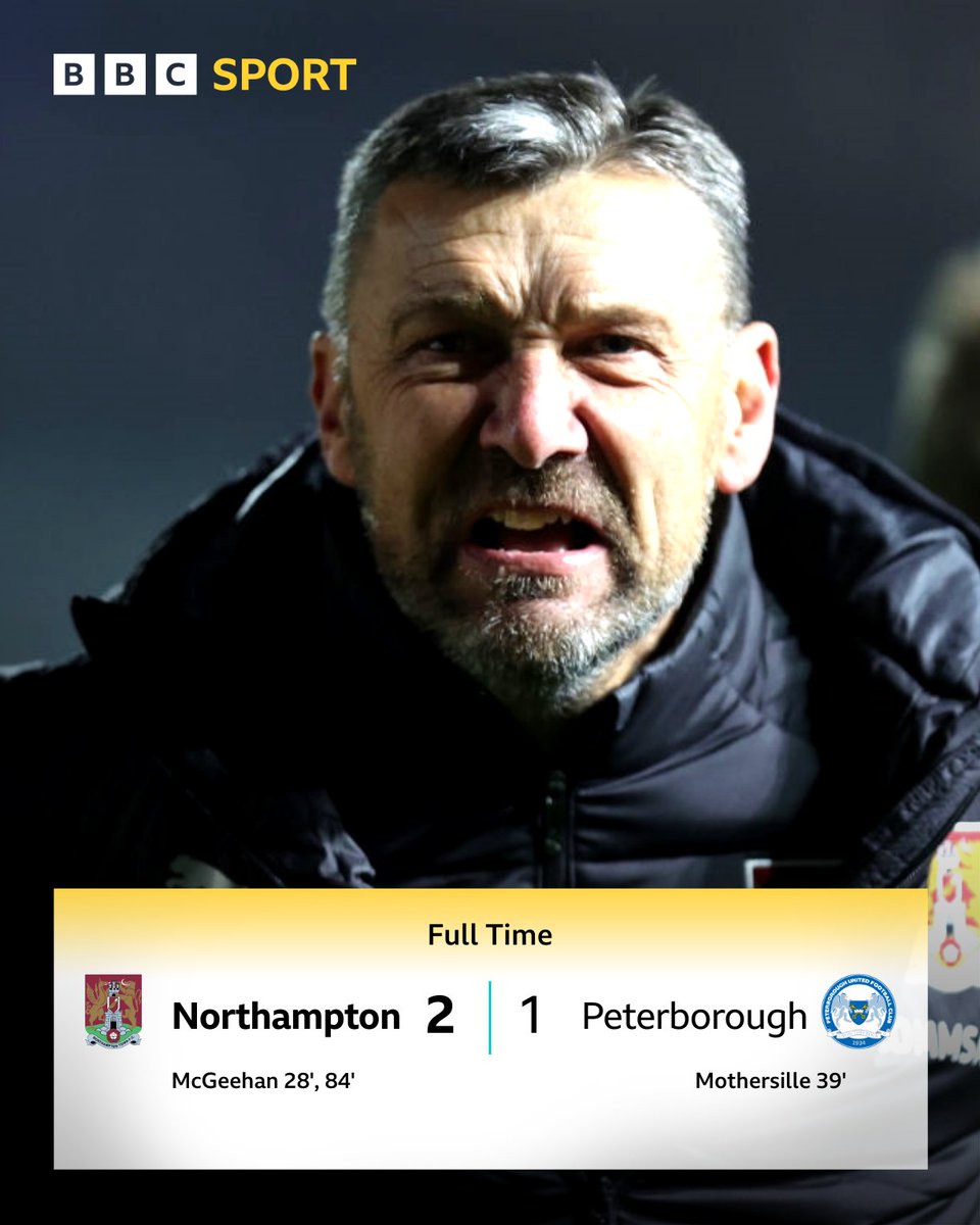 BBCSportNhants's tweet image. FULL TIME!!

The Cobblers win the Nene Derby!! #ntfc