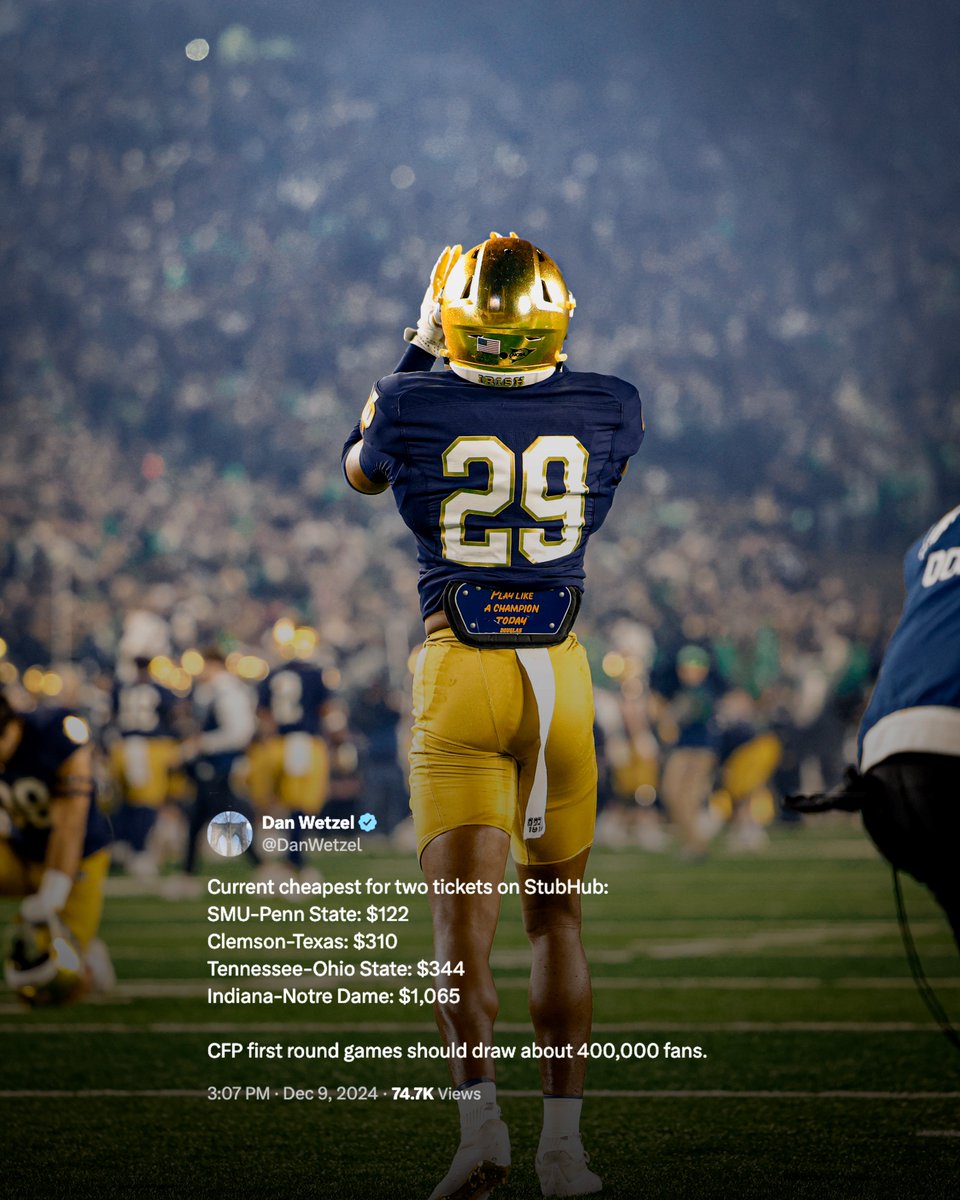 mattfreeman05_'s tweet photo. "We'll have a home-field advantage just because of the first-ever playoff game in Notre Dame Stadium. Our crowd is going to be crazy. I can't wait for it." - Notre Dame head coach Marcus Freeman https://t.co/iQoHbTLWqG