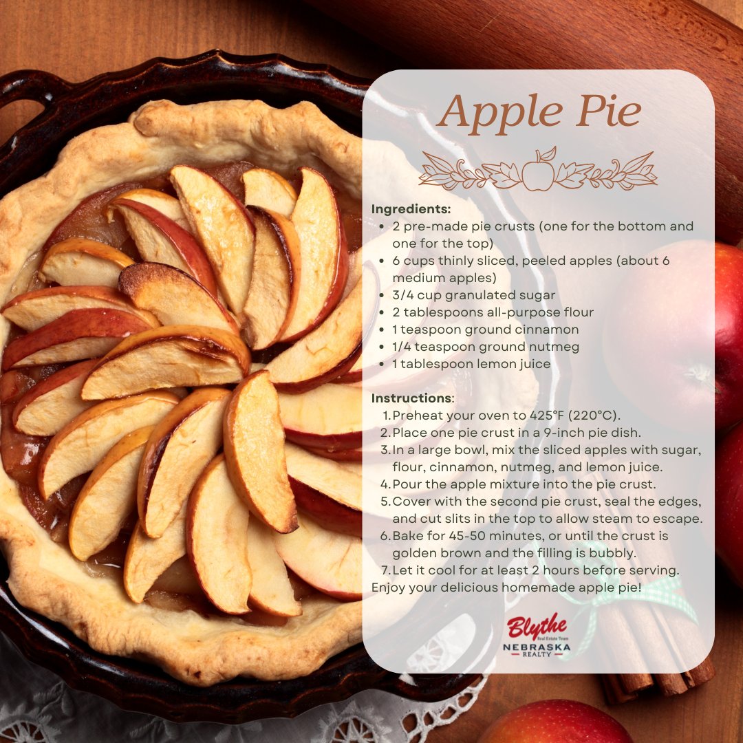 theblytheteam's tweet photo. Apple Pie Recipe!! 🥧🍎 

#ApplePie
#blytherealestateteam
#nebraskarealty https://t.co/AqTCVmQ5AA