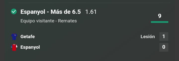 Rematesbets's tweet photo. Como el Sábado con Botafogo, hoy el ESPANYOL equipo amigo del canal.

Paso 4 reto +5.5 remates ✅
STAKE4 cuota 1.61 +6.5 remates ✅
STAKE2 cuota 2 +7.5 remates✅
STAKE1 cuota 2.62 +8.5 remates ✅

Podéis seguir el reto y +apuestas totalmente gratis aquí:
https://t.co/7BlFCNFg21 https://t.co/Vj88xMrWda