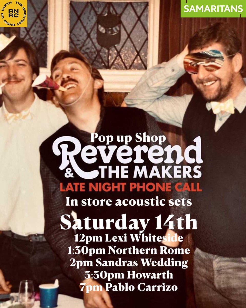 This weekend I am playing a show for the amazing <a href="/Reverend_Makers/">Reverend&TheMakers</a> for their bid to get Xmas number 1!! 

Go out and buy their single!! 
Do the business and even if they don’t get it…
All proceeds go to <a href="/samaritans/">Samaritans</a> 

Be there or be stupid!!