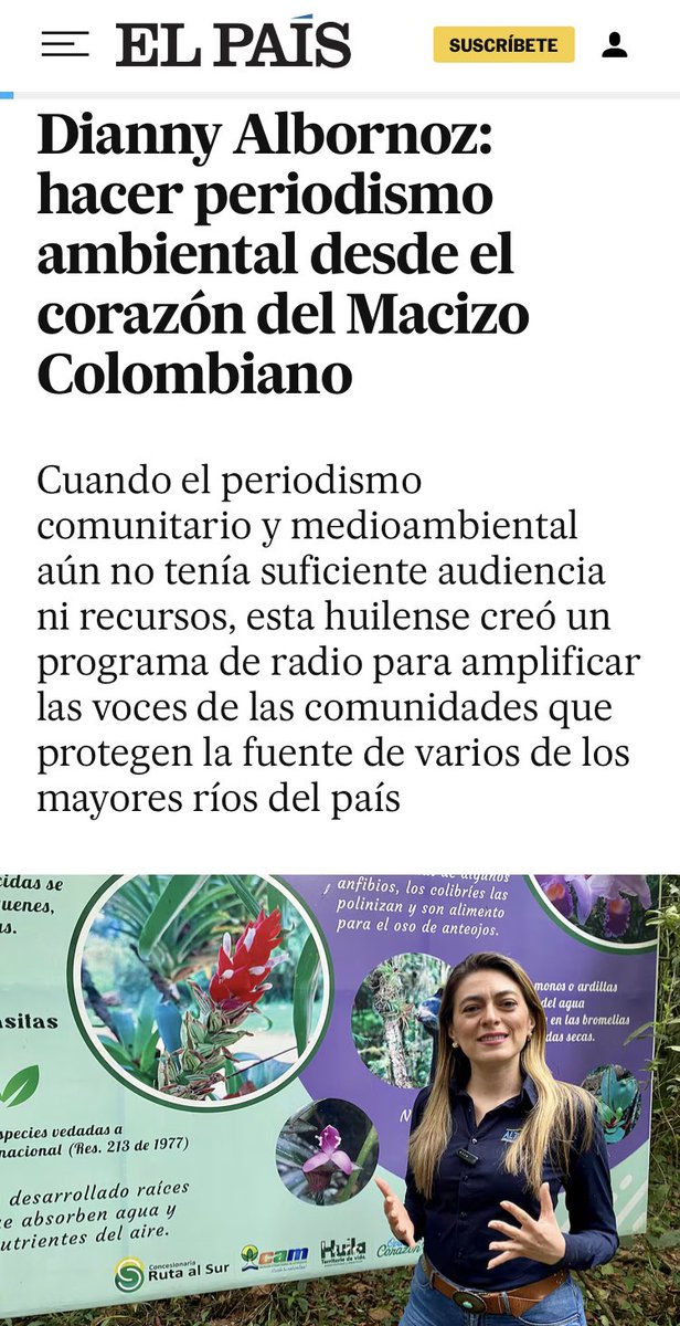 DIANNYMARCELA's tweet image. Agradezco al @ElPaisAmericaCo por incluirme en los 100 nuevos líderes de país, finalmente esta es una construcción del territorio: del Oso andino, la gente y las ongs.
Gracias a muchos y a todos quienes han aportado! @RodrigoboteroG
elpais.com/america-colomb…
mi