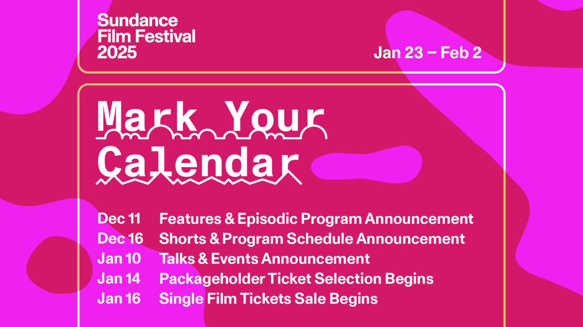 sundancefest's tweet photo. The 2025 #Sundance Film Festival Program Announcement is coming soon! Get your pass or package now and check back on December 11 to browse this year’s dynamic lineup.

For more: https://t.co/6Cu5f0PyGS https://t.co/lmJ1W2wcJV