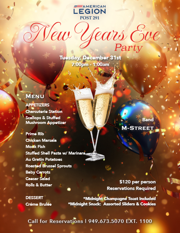 alpost291's tweet photo. Taking reservations for our New Years Eve party!  Please call 949-673-5070 Ext 1100. https://t.co/EZcoxN5nKj