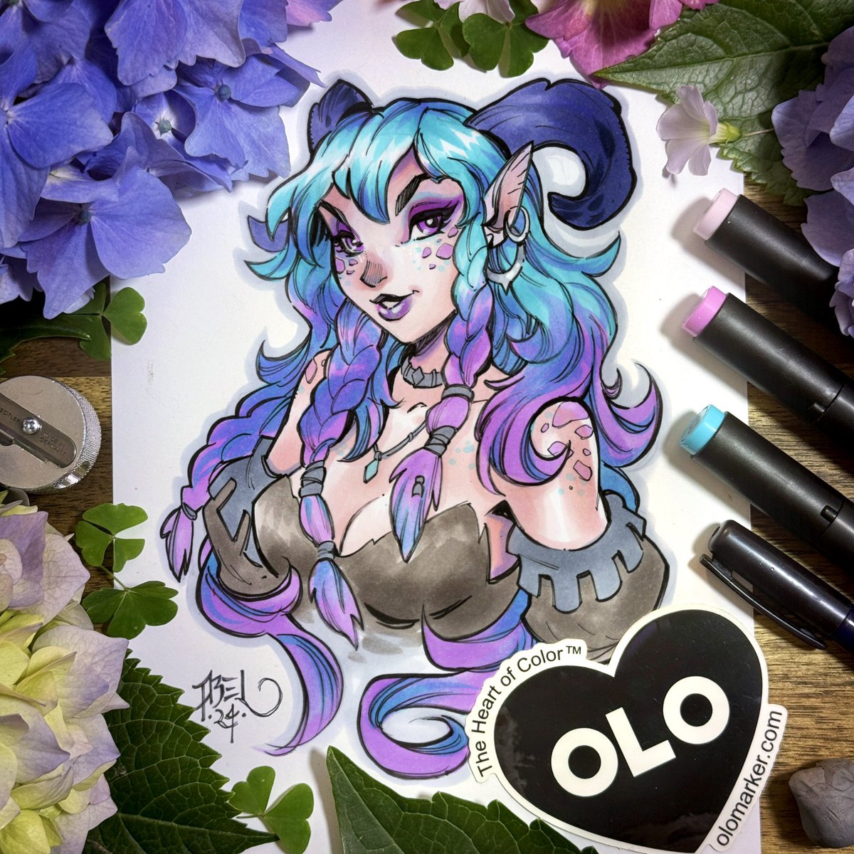 Another commission from the Wonderings Vol. 2 Kickstarter! ✨🧚‍♀️ This colorful fae folk was brought to life with OLO brush markers. I’ve been testing them out, and they’re incredible vibrant, smooth, and a joy to use.

#WonderingsVol2 #FaeFolk #OLOMarkers #FantasyArt #Kickstarter