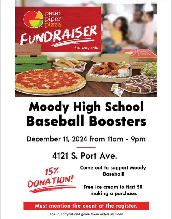 moodybaseball's tweet photo. It’s getting close Moody Baseball fans! Gather up the family and come out to support the boys in Blue &amp; Gold this Wednesday. 

Make sure you mention the fundraiser at the register and thank you for always supporting these young men. https://t.co/NMJs9kZK9s