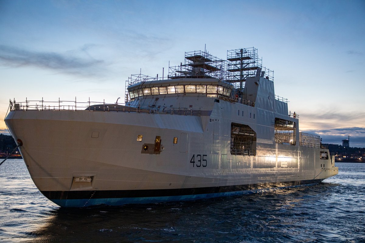 IrvingShipbuild's tweet photo. The future HMCS Robert Hampton Gray has successfully been launched. Thank you to all who made this milestone possible. We look forward to delivering the sixth and final Arctic and Offshore Patrol Ship to the @RoyalCanNavy in 2025.

Read more: https://t.co/6l94ypXbb1 https://t.co/TlMlon2jo0