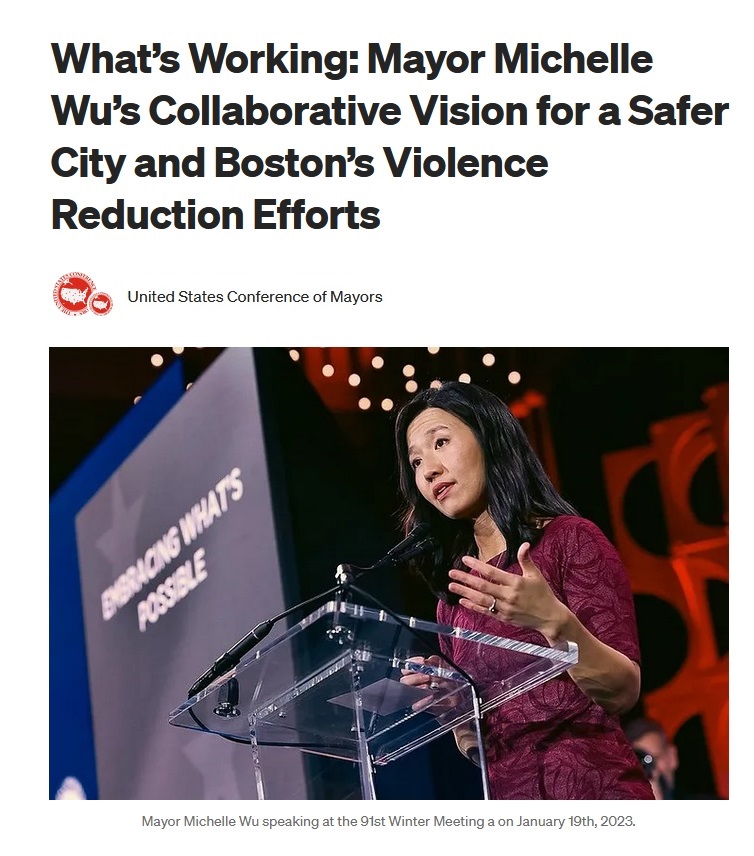 U.S. Mayors (@usmayors) on Twitter photo Boston is officially the safest big city in America. <a href="/MayorWu/">Mayor Michelle Wu 吳弭</a> set an ambitious goal to reduce annual homicides by 20% by 2026, and the city has well surpassed it. Find out how.
From <a href="/usmayors/">The United States Conference of Mayors</a>:
medium.com/usmayors/whats… Boston is officially the safest big city in America. <a href="/MayorWu/">Mayor Michelle Wu 吳弭</a> set an ambitious goal to reduce annual homicides by 20% by 2026, and the city has well surpassed it. Find out how.
From <a href="/usmayors/">The United States Conference of Mayors</a>:
medium.com/usmayors/whats…