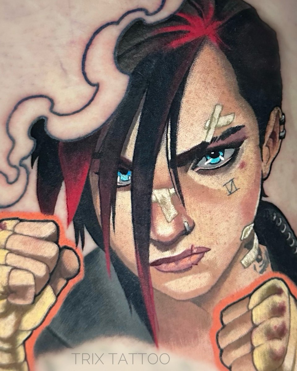 TrixTattoos's tweet photo. Primera sesión de este tattoo de Arcane, en esta ocasión, Vi 🖤 https://t.co/uTGphg4o7G