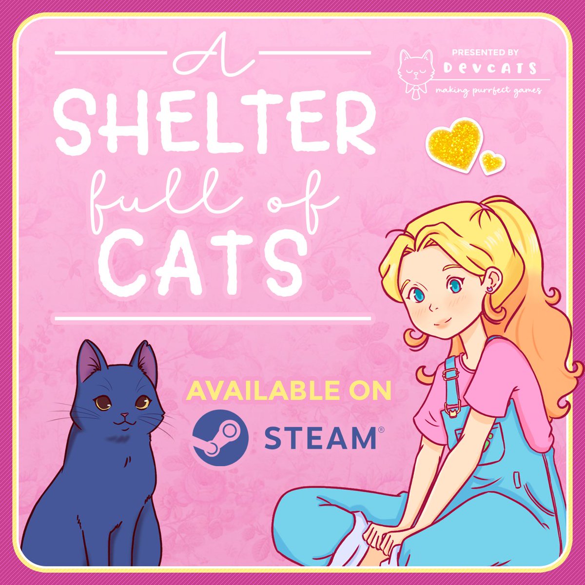 A SHELTER FULL OF CATS is finally here!
Grab your copy on Steam and feel your heart warmed by these very special cats 💕 
And don’t forget: as usual in all Devcats games, part of our games’ profits go to real cats and shelters! 
 #CatsofTwittter #cozygames #Caturday #wholesome