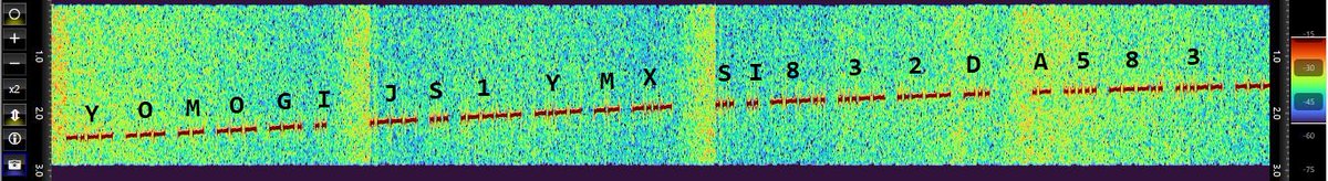 Jutahariadi's tweet photo. Reception signal from YOGOMI pass over Bali, 2024-12-09, 21:28 UTC.
1st beacon " YOMOGI JS1YMX SI80C90EF7E0885"
2nd beacon " YOMOGI JS1YMX SI832DA58381600"
#CW #YOMOGI #JS1YMX @CitGardens https://t.co/M5l0oGPWCX