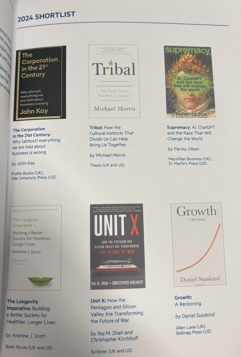 elerianm's tweet photo. Congratulations to the authors of the 6 great books on this year’s short list for the FT-Schroder Business Book of the Year.
Huge congratulations to the winner, Palmy Olson, author of “Supremacy.”
@ft @Schroders #bbya #bbya25 #bbya2025 https://t.co/DjGOb8vRwA