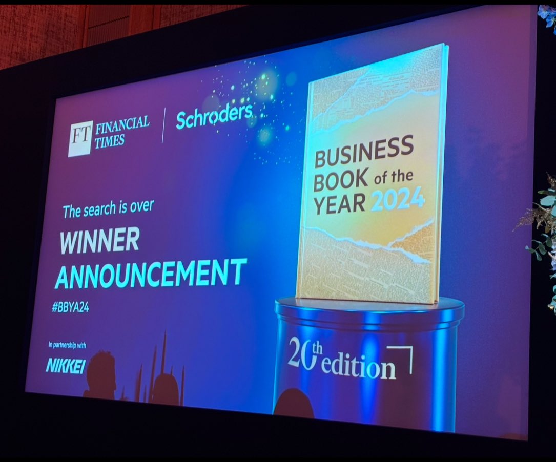 elerianm's tweet photo. Congratulations to the authors of the 6 great books on this year’s short list for the FT-Schroder Business Book of the Year.
Huge congratulations to the winner, Palmy Olson, author of “Supremacy.”
@ft @Schroders #bbya #bbya25 #bbya2025 https://t.co/DjGOb8vRwA