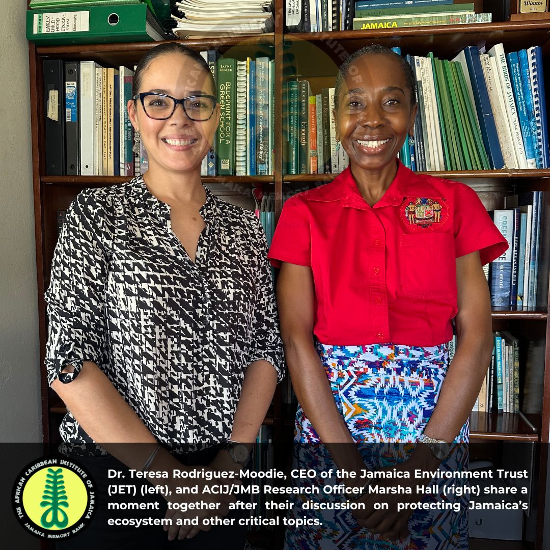 acijjmb's tweet photo. 🌿 Dr. Teresa Rodriguez-Moodie, CEO of JET, and ACIJ/JMB’s Marsha Hall come together to emphasize the importance of preserving Jamaica’s ecosystem and natural heritage. 🌎💚

#ACIJJMB #JET #EnvironmentalProtection #JamaicaEcosystem #Sustainability https://t.co/R3pswVfBmz