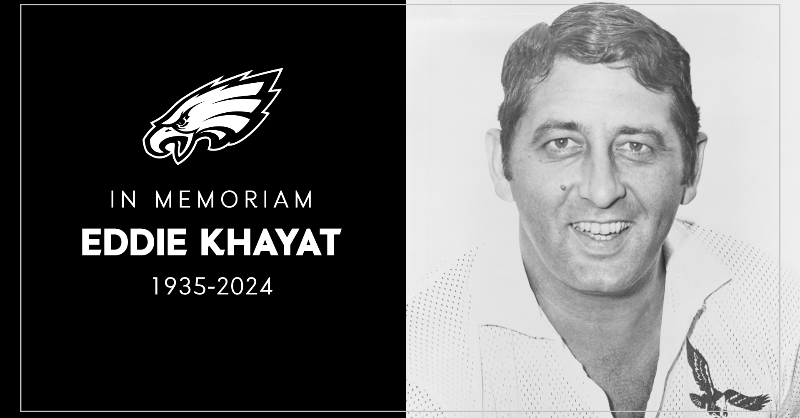 Eagles's tweet photo. The Eagles are saddened to learn of the passing of Eddie Khayat.